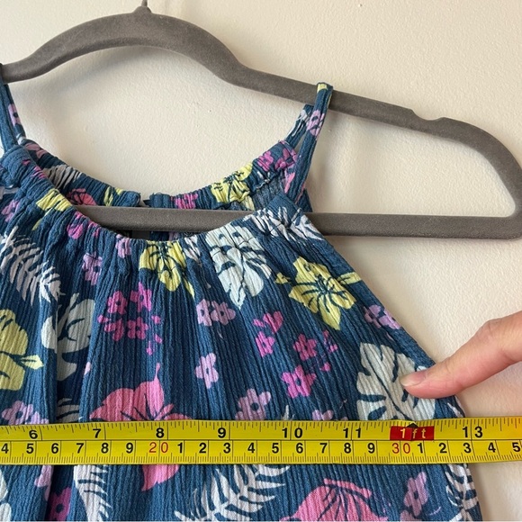 George Girls Navy Blue Tropical Floral Sundress Size 12 Rayon Midi Summer Dress - Picture 3 of 7